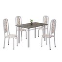 Ver imagem 2 de Conjunto de Mesa Retangular 120x75cm Tampo Ardósia Indiano 4 Cadeiras Lavínea Branco/Arabesco/Mart Pérola