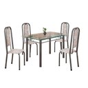 Ver imagem 2 de Conjunto de Mesa Retangular a 120x75cm Tampo de Vidro 4 Cadeiras Lavínea Prata/Botanic Bege/Mart