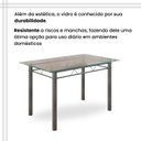 Ver mais imagens de Conjunto de Mesa Retangular a 120x75cm Tampo de Vidro 4 Cadeiras Lavínea Prata/Botanic Bege/Mart