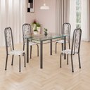 Ver imagem 1 de Conjunto de Mesa Retangular a 120x75cm Tampo de Vidro 4 Cadeiras Lavínea Prata/Arabesco/Mart