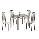 Ver imagem 2 de Conjunto de Mesa Retangular a 120x75cm Tampo de Vidro 4 Cadeiras Lavínea Prata/Arabesco/Mart