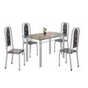 Ver imagem 2 de Conjunto de Mesa Retangular a 120x75cm Tampo de Vidro 4 Cadeiras Lavínea Branco/Preto Floral/Mart Pérola
