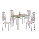 Ver imagem 2 de Conjunto de Mesa Retangular a 120x75cm Tampo de Vidro 4 Cadeiras Lavínea Branco/Botanic Bege/Mart Pérola