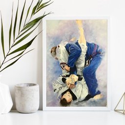 Quadro Decorativo Jiu Jitsu 24x18cm - com Vidro:madeira Preta - 2