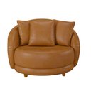 Ver imagem 3 de Poltrona Decorativa para Sala 122cm Pés Madeira Kaly M22 Sintético Caramelo - Mpozenato
