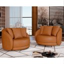 Ver imagem 2 de Poltrona Decorativa para Sala 122cm Pés Madeira Kaly M22 Sintético Caramelo - Mpozenato