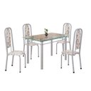 Ver imagem 2 de Conjunto de Mesa Retangular a 120x75cm Tampo de Vidro 4 Cadeiras Lavínea Branco/Arabesco/Mart Pérola