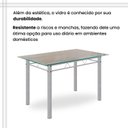 Ver mais imagens de Conjunto de Mesa Retangular a 120x75cm Tampo de Vidro 4 Cadeiras Lavínea Branco/Arabesco/Mart Pérola