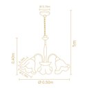 Ver imagem 2 de Lustre Pendente Rústico Madeira 3 Cúpulas Vidro Âmbar Country Madelustre