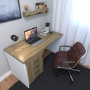 Ver imagem 5 de Escrivaninha Mesa Escritório com Gaveteiro e Prateleira 120cm Branco