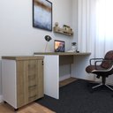 Ver imagem 1 de Escrivaninha Mesa Escritório com Gaveteiro e Prateleira 120cm Branco