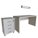 Ver mais imagens de Escrivaninha Mesa Escritório com Gaveteiro e Prateleira 120cm Branco