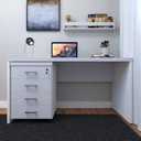 Ver imagem 4 de Escrivaninha Mesa Escritório com Gaveteiro e Prateleira 120cm Branco