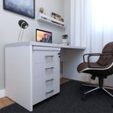 Ver imagem 3 de Escrivaninha Mesa Escritório com Gaveteiro e Prateleira 120cm Branco
