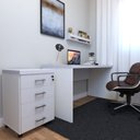 Ver imagem 1 de Escrivaninha Mesa Escritório com Gaveteiro e Prateleira 120cm Branco