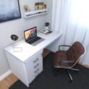 Ver imagem 5 de Escrivaninha Mesa Escritório com Gaveteiro e Prateleira 120cm Branco