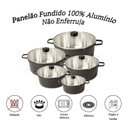 Ver imagem 2 de Jogo de Panela Fundida Alumínio Batido Caçarolas 5 Peças Tampa de Vidro - Grafite