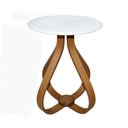 Ver imagem 2 de Mesa Lateral Bella 100% MDF 60x70cm (Pé Cebola) Vidro Branco