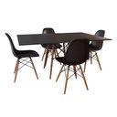 Ver imagem 1 de Conjunto De Mesa De Jantar Retangular 120X75 Tampo De Madeira Preto Com 4 Cadeiras Pret - Cor: Preto