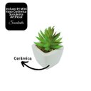 Ver imagem 6 de Kit Porta Sabonete Líquido Porcelana e Mini Vaso Cerâmica Suculentas Artificial para Banheiro