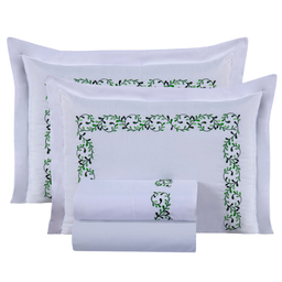 Conjunto Cama Casal Queen Size Esmeralda 100% Algodão Toque de Seda Benim:branco - 2