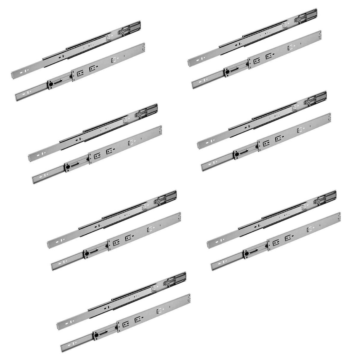 14 Corrediças Telescópica 35cm Gaveta Trilho Zincada 7 Pares - 1