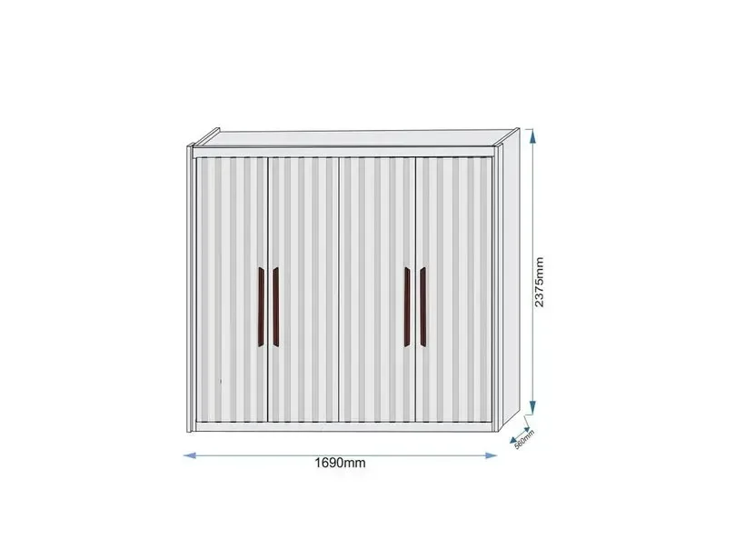 Ver imagem 3 de Guarda-Roupa Casal 4 Portas Ripadas 100% MDF Potente Marrom/Peroba