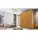Ver imagem 1 de Guarda-Roupa Casal 4 Portas Ripadas 100% MDF Potente Marrom/Peroba