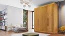 Ver imagem 1 de Guarda-Roupa Casal 4 Portas Ripadas 100% MDF Potente Marrom/Peroba