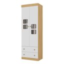 Ver imagem 1 de Guarda-roupa Infantil 62cm 2 Portas com Vidro e 2 Gavetas Brisa Multimóveis Mp4424 Madeirado/branco