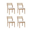Ver imagem 1 de Kit 4 Cadeiras para Sala de Jantar Estofadas Damasco Bege/Madeira/Cru