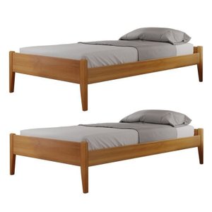 Conjunto para Quarto 2 Camas de Solteiro 90cm em Madeira Maciça Turca Slim