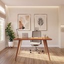 Ver imagem 1 de Escrivaninha Mesa para Escritório Pés em Madeira Maciça 130cm Acerola Marrom/Cinamomo