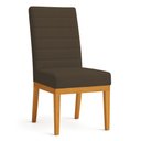 Ver imagem 2 de Cadeira de Jantar Mavie Estofada para Sala de Jantar Sofisticado Linhas Horizontais - Veludo Marrom