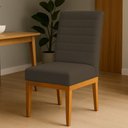 Ver imagem 1 de Cadeira de Jantar Mavie Estofada para Sala de Jantar Sofisticado Linhas Horizontais - Veludo Marrom