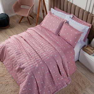 Capa para Edredom Duvet Cama Casal Queen Algodão 150 Fios Essencialle:Corações