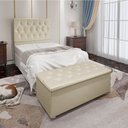 Ver imagem 2 de Kit Cabeceira e Calçadeira Baú Solteiro 0,90m Madrid Suede Bege - Pallazio