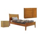 Ver imagem 1 de Conjunto Cama Solteiro 90cm Esmeralda, Cômoda 5 Gavetas Unique e Mesa de Cabeceira Unique