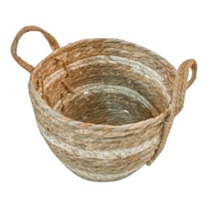 Cesto Decorativo com Alça de Fibra.papel Bicolor G