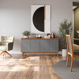 Aparador Kappesberg 4 Portas Canela/chumbo 156cm - 6