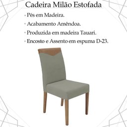Kit 2 Cadeira Estofada Niquel Canela Pes Madeira Amendoa Nacc - 3 Kit 2 Cadeira Estofada Niquel Canela Pes Madeira Amendoa Nacc - 3