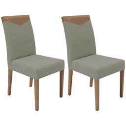 Kit 2 Cadeira Estofada Niquel Canela Pes Madeira Amendoa Nacc - 1 Kit 2 Cadeira Estofada Niquel Canela Pes Madeira Amendoa Nacc - 1