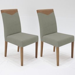 Kit 2 Cadeira Estofada Niquel Canela Pes Madeira Amendoa Nacc - 2 Kit 2 Cadeira Estofada Niquel Canela Pes Madeira Amendoa Nacc - 2