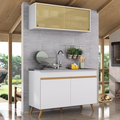 Armário de Compacta 2 peças Veneza Multimóveis MP2140.156 Branco