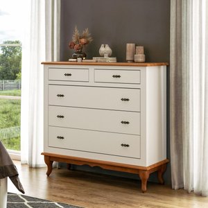 Cômoda 5 Gavetas Pés Luiz Vx Clássico Quarto Bebê Branco - Imbuia