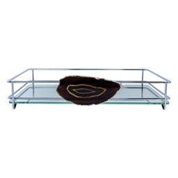 BANDEJA HARA FENCE ÁGATA CROMADA 15X25 CM:Preto - 1