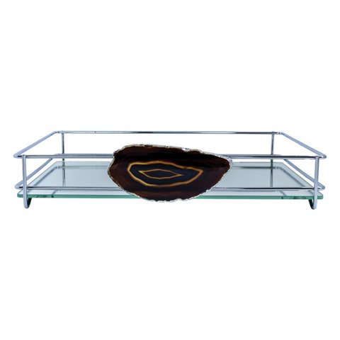 BANDEJA HARA FENCE ÁGATA CROMADA 15X25 CM:Preto