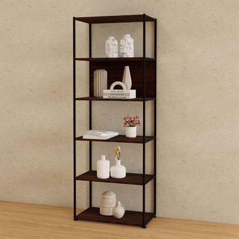 Estante Industrial em Metal 173cm com 5 Prateleiras Louro Pr F5 Cor:louro Preto com Preto