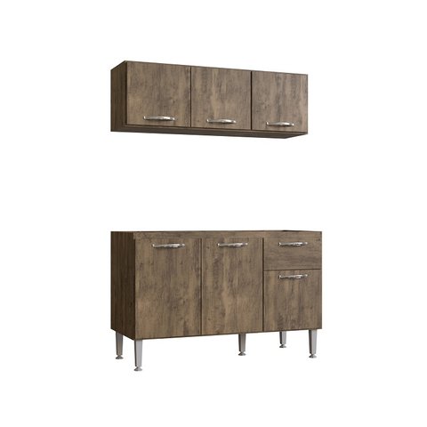 Kit Cozinha Compacta - 2 Peças Balcão e Aéreo Raíssa 6 Portas Itauba - Megasul