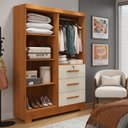 Ver imagem 5 de Guarda-Roupa 4 Portas 3 Gavetas Amanda Yescasa Marrom/Nature/Off White